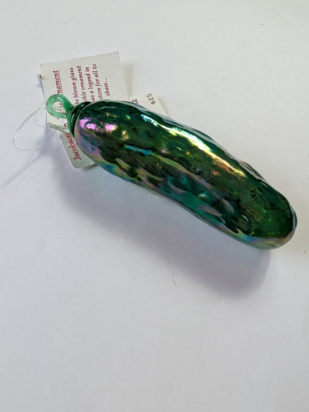 Blown Glass Green Pickle Christmas Ornament